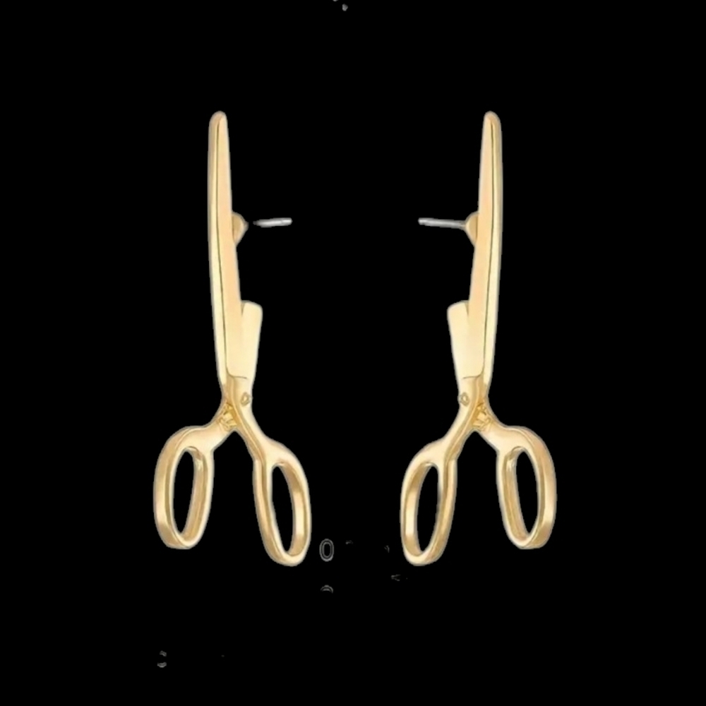 NWT Unique Gold "Running with Scissors" earrings